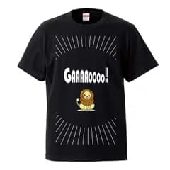 Tシャツ メンズ 半袖 黒 ブラック 可愛い ライオン ガオーッ ふるかわデザイン ゆるい ウッドグリーン(WOOD GREEN)
