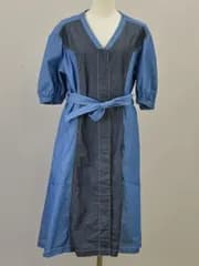 ヴィヴィアンタム VIVIENNE TAM デニム ドレス/シャツワンピース 半袖 マキシ丈 38サイズ ブルー レディース u_s F-L7732