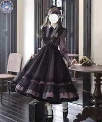 新品 未使用 【魔女学院】クラシカルロリィタ ロングワンピースセット エプロン 刺繍 パープル