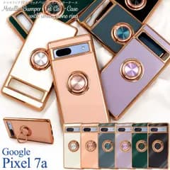 Google Pixel 7a用スマホリング付メタリックバンパーソフトカラーケース   ホワイト/ピンク/グリーン/パープル/グレー/ブラック  pxl15-m-7a