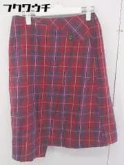 ◇ AFTERNOONTEA Tartans タータンチェック ラップ巻き風 膝丈 フレア スカート サイズMR レッド マルチ レディース  【中古】 【1201110005322】
