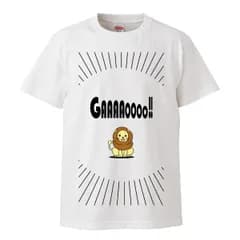 Tシャツ メンズ 半袖 白 ホワイト 可愛い ライオン ガオーッ ふるかわデザイン ゆるい ウッドグリーン(WOOD GREEN)