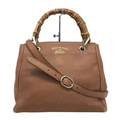 GUCCI【グッチ】バンプー　2WAYハンドバッグ　ショルダーバッグ　336032　レザー　ブラウン系　レディース【中古品/USED-B】質屋　かんてい局那覇店　ｎ3100882927300048