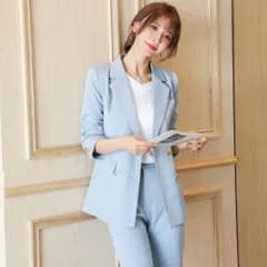 ☆ ライトブルー ☆ Mサイズ ☆ ビジネススーツ レディース pmyladysuit03 パンツスーツ レディース 上下 スーツ 上下セット ビジネススーツ セレモニースーツ セットアップ フォーマルスーツ リクルート リクルートスーツ ジャケット パンツ