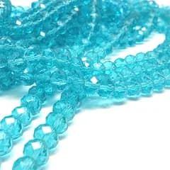 ガラスビーズ 連売り クリスタルガラス ビーズ アクアマリン カット 約6×4mm 約85粒 RG1-14-6m