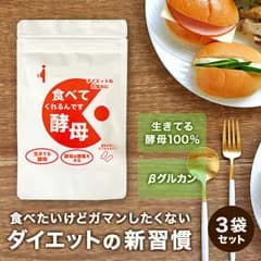 生酵母 サプリ 3袋セット 生きてる酵母100% ダイエット酵母 B-グルカン 善玉菌 食べてくれるんです酵母  酵素 こうぼ 酵母菌 生酵母菌 糖質 パクパク 120粒×3袋 90日分 送料無料 メール便 日時指定不可
