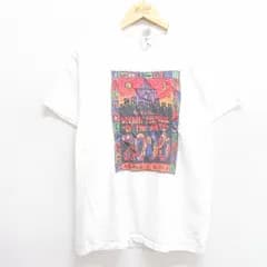 M/古着 フルーツオブザルーム 半袖 ビンテージ Tシャツ メンズ 00s デトロイト フェス アート コットン クルーネック 白 ホワイト 25apr16 