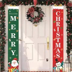 Paready クリスマス 玄関飾り クリスマス 飾り タペストリー 取り付け具 付き ドアバナー Merry Christmas ポスター 長尺 玄関 装飾 壁掛け カーテン フラッグ 吊り下げ 屋内 屋外 メリークリスマス サンタ 玄関デコレーション 雪だ