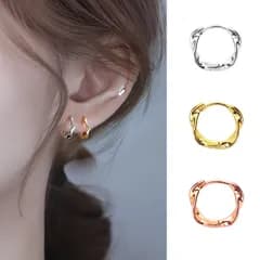 内径10mm ねじれ ツイスト 変形 フープピアス シンプル 上品 レディース メンズ ゴールド シルバー ピンクゴールド