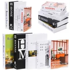 merrytime 北欧風インテリアブック ダミーブック 5冊セット Ｌサイズ３冊+Ｍサイズ２冊 インテリアブック 撮影小道具 北欧デザイン 模様替え オブジェ ディスプレイ 装 [背表紙黒１+白４] [インテリアブック５冊（Lｻｲｽﾞ3冊+Mｻｲｽﾞ2冊）]