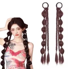 【新着商品】つけ毛 ポニーテールウィッグ かわいいツイストバブルブレードヘアエクステンションダブルポ 自然 部分ウィッグ エクステ ポニーテールグラデーション 髪飾り ウィッグ (ダークブラウン) HAPVITAL