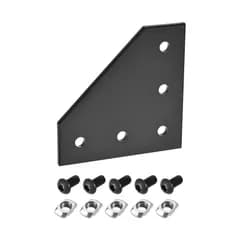 uxcell コーナーブラケットプレート L形 90x90mm 5-穴ジョイントキット 3030アルミニウムプロファイル Tナットと六角ソケットネジ付き ブラック フレーム構造用 2個