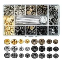 【特価セール】DIY ホック打ち パーツ レザークラフト工具 120個 6色 セット 12mm 打ち具 スナップボタン カシメ HappyHome