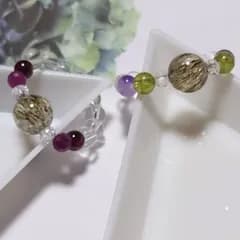 r127〜r130♡フォリエーテッドマイカインクォーツ♡ 指輪　リング　ルビー　ガーネット　水晶　ペリドット　アメジスト　天然石リング　パワーストーンリング　お守り　ネックレス　チャーム　レディースアクセサリー