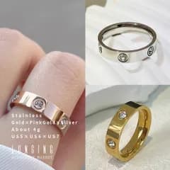 リング 指輪 ステンレス レディース ジルコニア ゴールド ピンクゴールド シルバー 18Kコーティング 金属アレルギー対応 Stainless ステンレス製リング