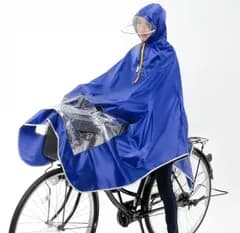 足元手元が見える ポンチョ 自転車用 バイク用 雨合羽 レインコート  (マリンブルー)