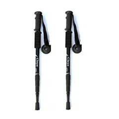 I型グリップ トレッキングポール 2本セット 登山 杖 ストック トレッキングステッキ (ブラック)[送料無料(一部地域を除く)]mer003