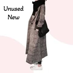 【未使用】JudyRose チェスターコート レディース 2XL グレンチェック ロング丈 大きいサイズ 秋冬 アウター 通勤