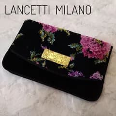 LANCETTI 花柄 ドイツ製シェニール織りポーチ