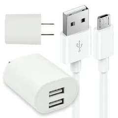 micro USB ケーブル 2m 2口 充電器 セット 電源 アダプタ タイプB マイクロ USB2.0 TypeB データ転送 折りたたみ コンセント スマホ タブレット Android 各種対応 2ポート コンパクト 旅行 PSE認証