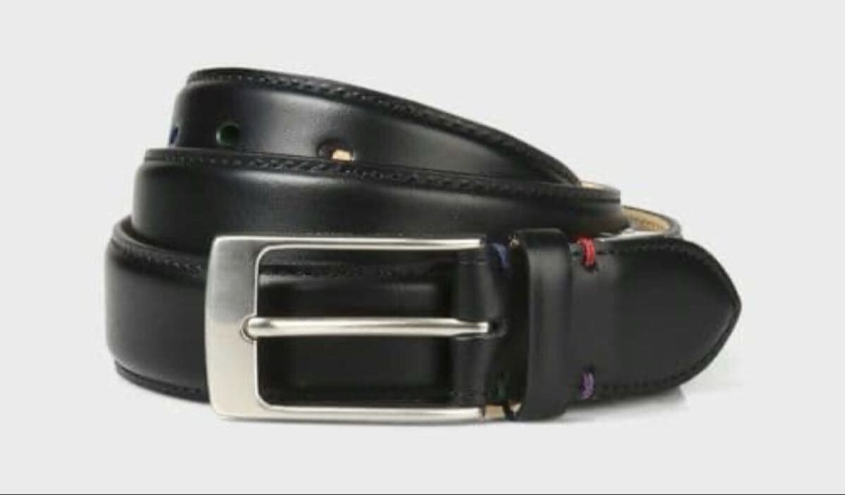 新品同様 ポールスミスコレクション マルチカラーホールベルト PaulSmith 日本製 レザー 本革 ブラック