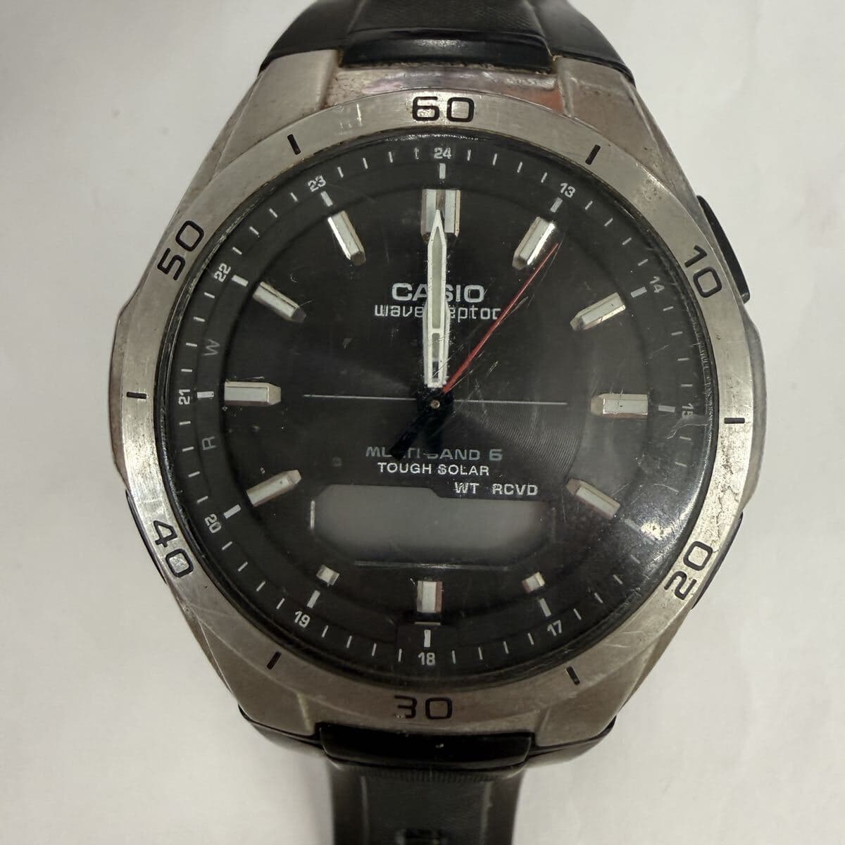 ▽1円〜 CASIO カシオ WAVE CEPTOR ウェーブセプター 電波ソーラー 腕時計 WVA-M640 アナデジ 現状不動品 ジャンク KB2839